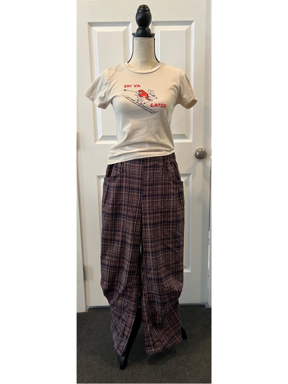 #808 Free People Nice Choice Pull-On Trousers in Navy Combo Small - Picture 11 of 13